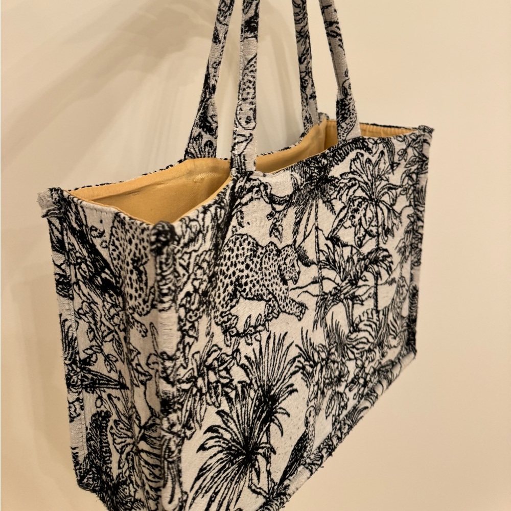 Black & White Dior Lookalike Style Tote Bag - Picture 2 of 7
